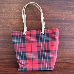 Plaid Red and Black Tote Bag